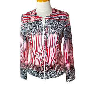 🌷Joseph  Ribkoff🌷 Red White Black Animal Print Stripe Jacket